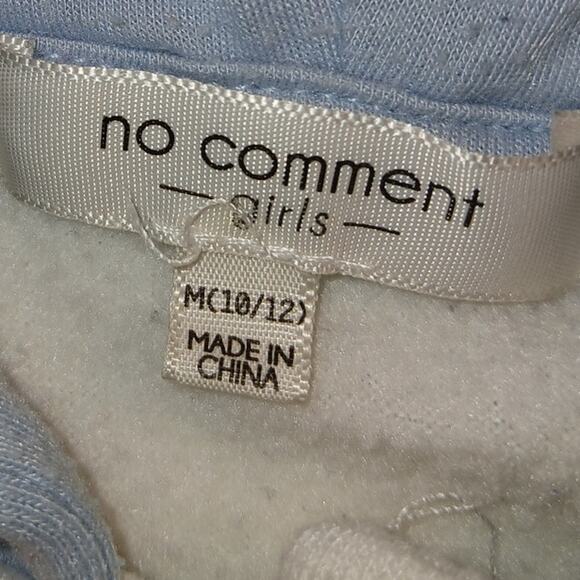 Girls No Comment White & Light Blue Smiley Face Hoodie - Size: M (10/12) - Picture 5 of 5